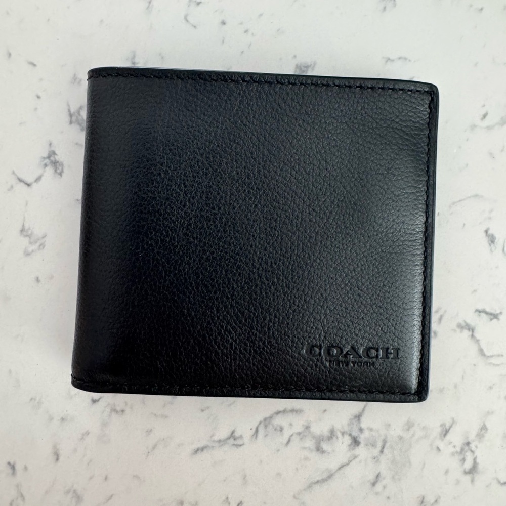 New Coach Black Leather Bifold Wallet – Classic Men’s Wallet